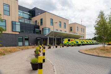 A row of ambulances outside Southmead Hospital