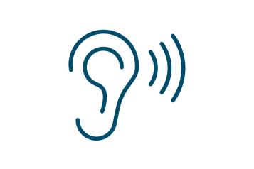 Blue ear listening icon