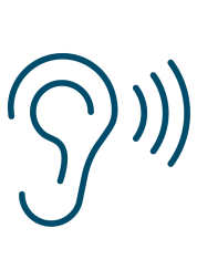 Blue ear listening icon